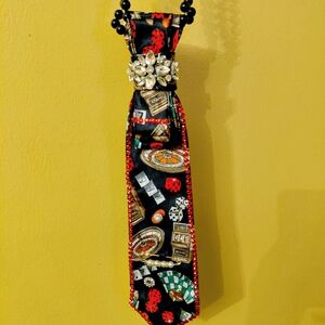 Elegant Black Casino-Themed Scarf